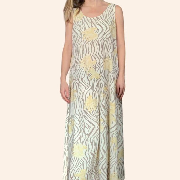 70s Zebra Stripe Dress Maxi Sleeveless Vintage S M - Picture 10 of 10